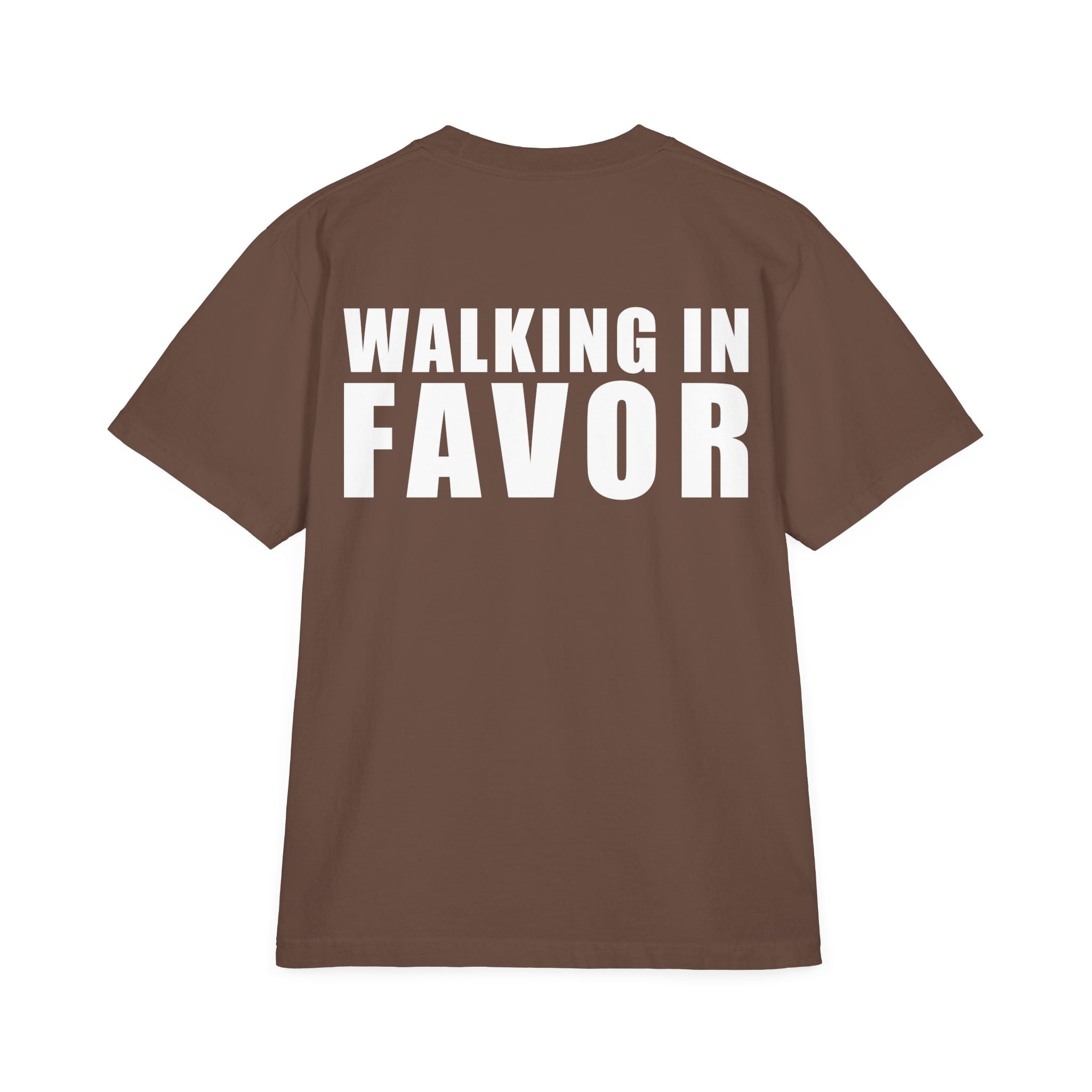 Drop-Shoulder WALKING IN FAVOR Oversized T-Shirt (White Text)