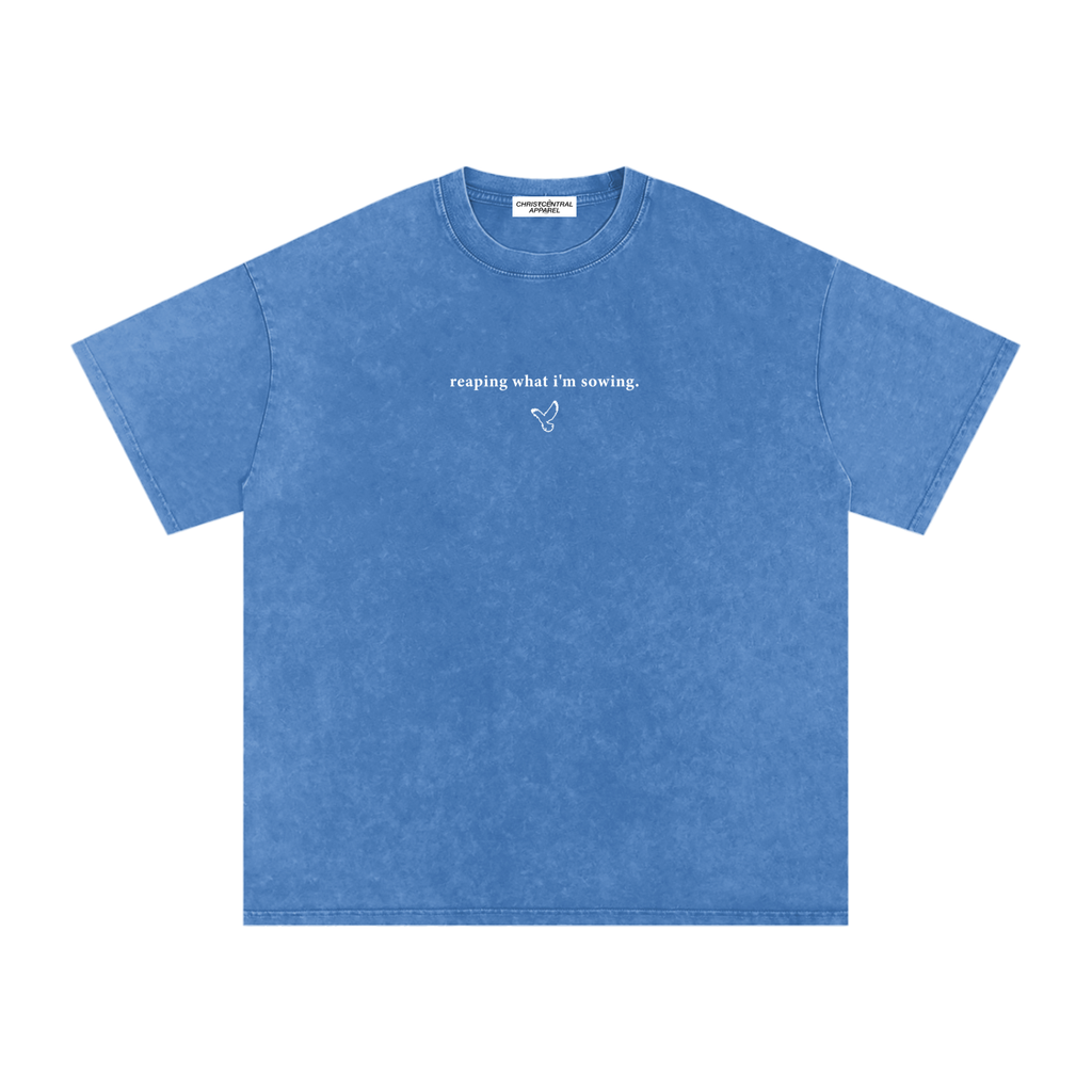 WALKING IN FAVOR Snow Washed Oversized Tee