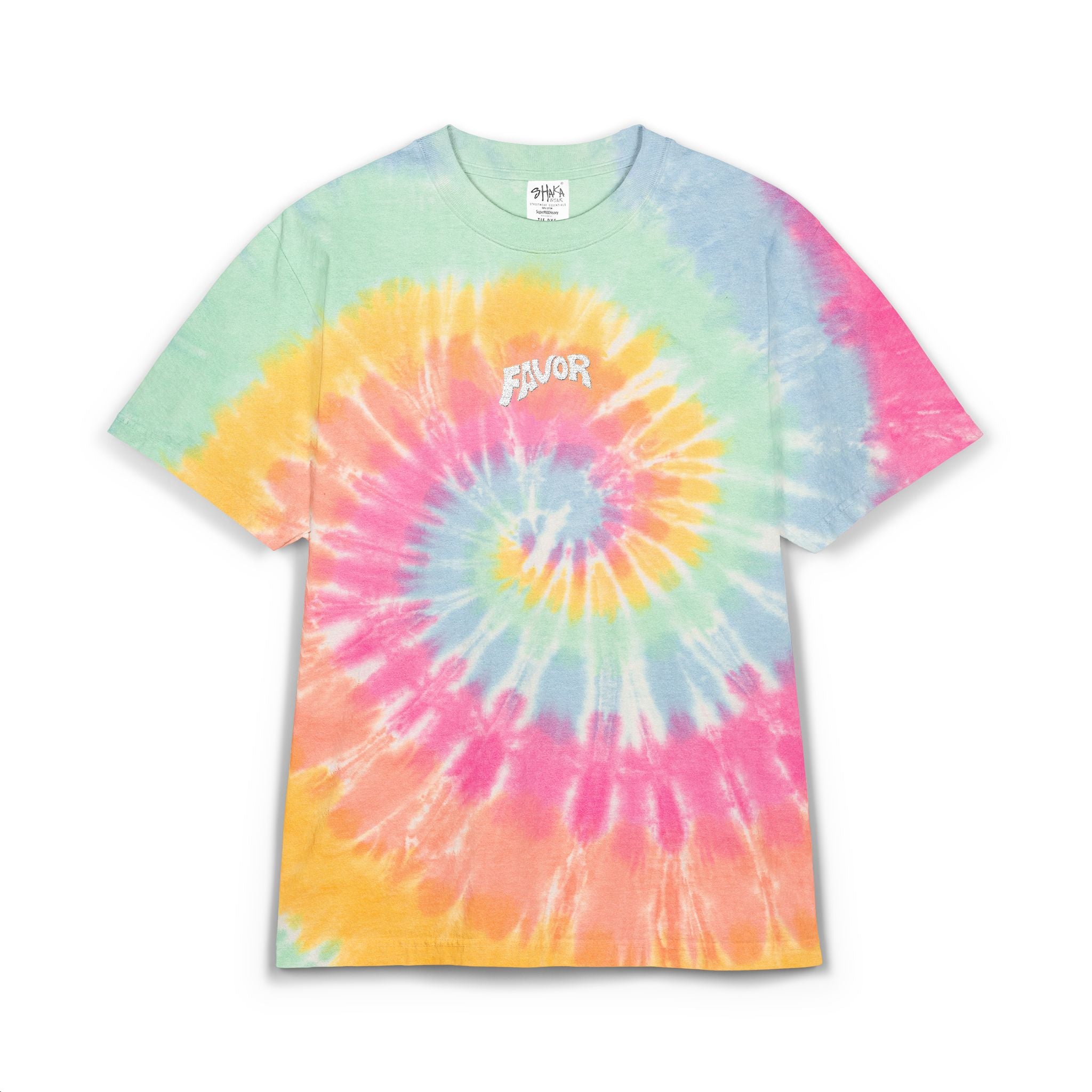 Tie-Dye Favor Embroidered Oversized Heavyweight T-Shirt (Summer-Vibe)