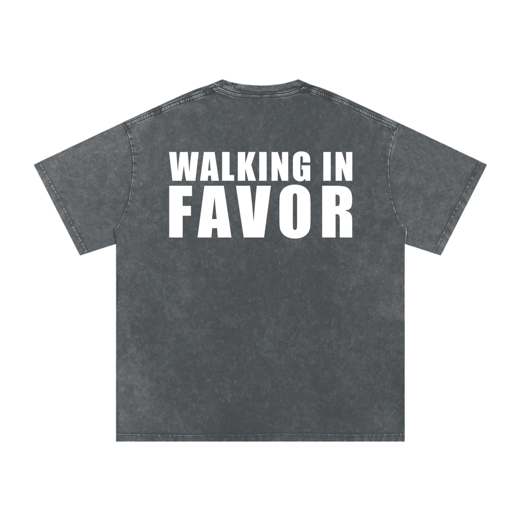 WALKING IN FAVOR Snow Washed Oversized Tee