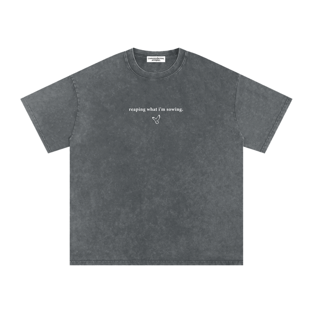WALKING IN FAVOR Snow Washed Oversized Tee