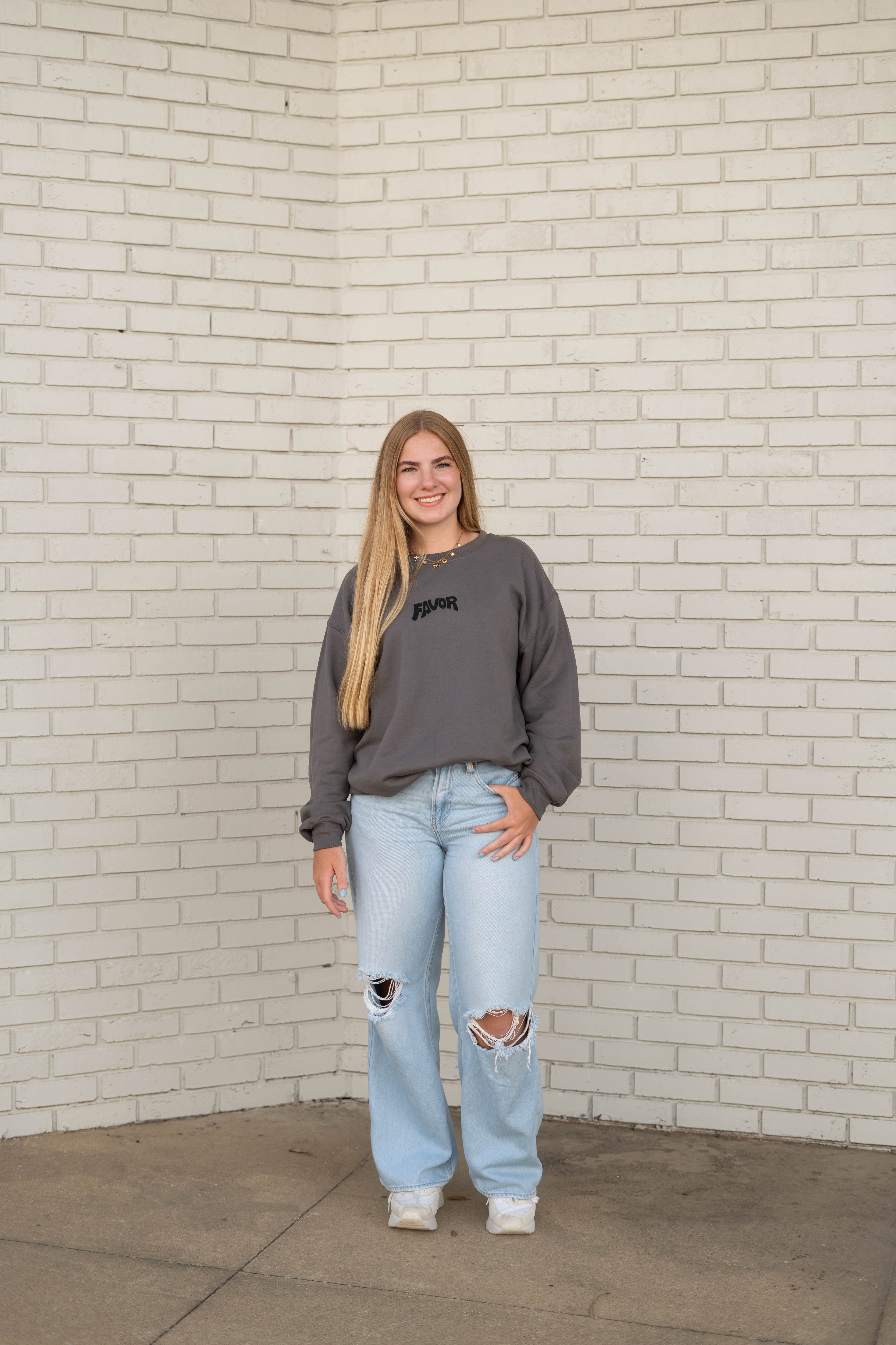 Favor Embroidered Sweatshirt (Black Logo)