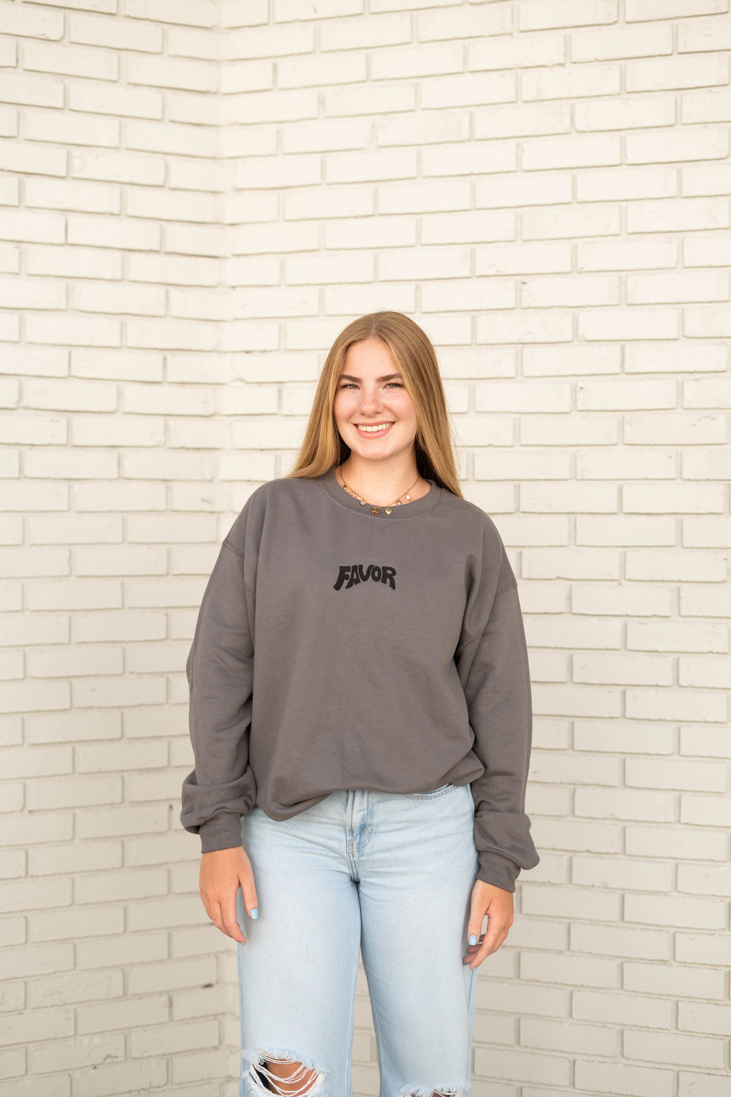 Favor Embroidered Sweatshirt (Black Logo)