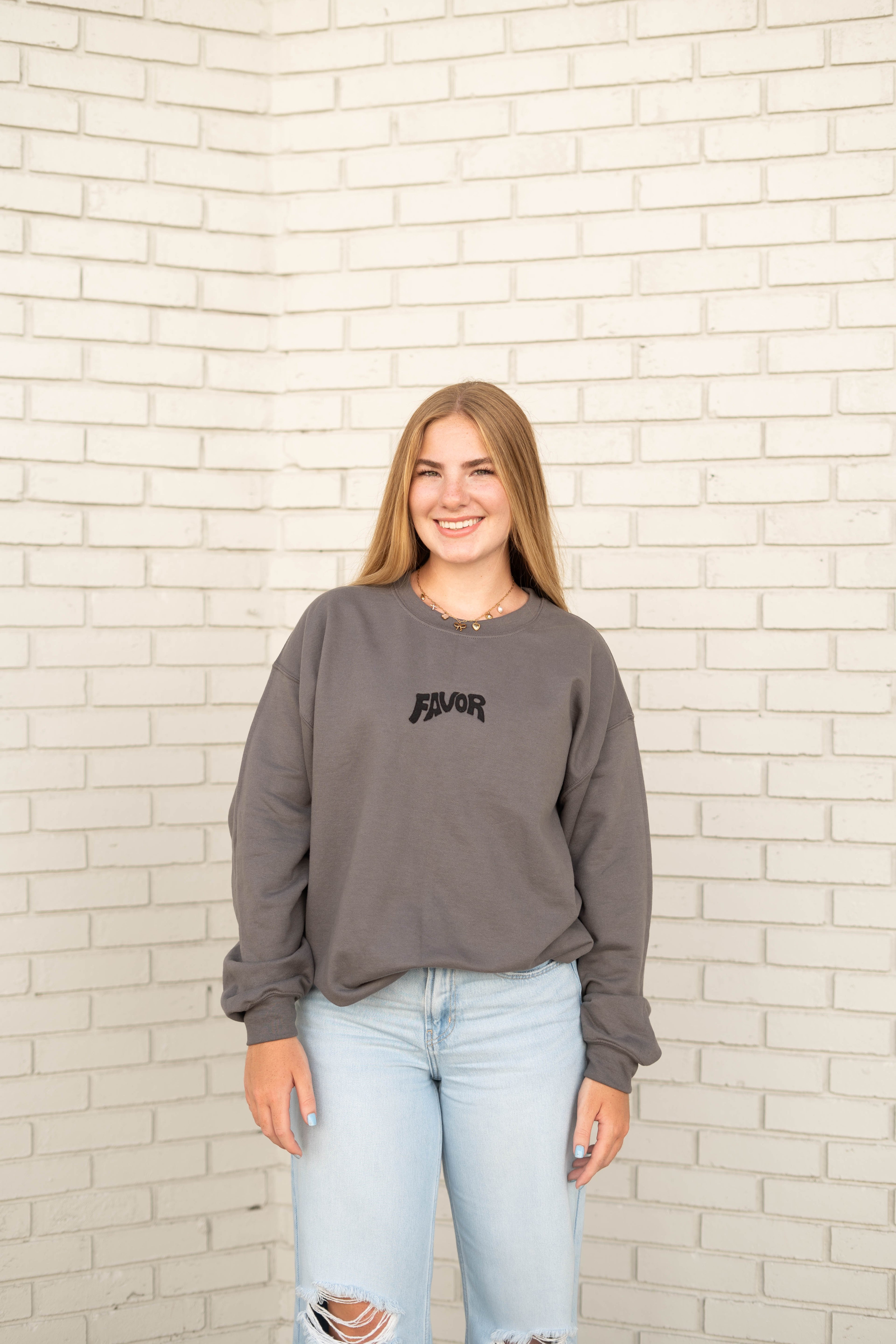 Favor Embroidered Sweatshirt (Black Logo)