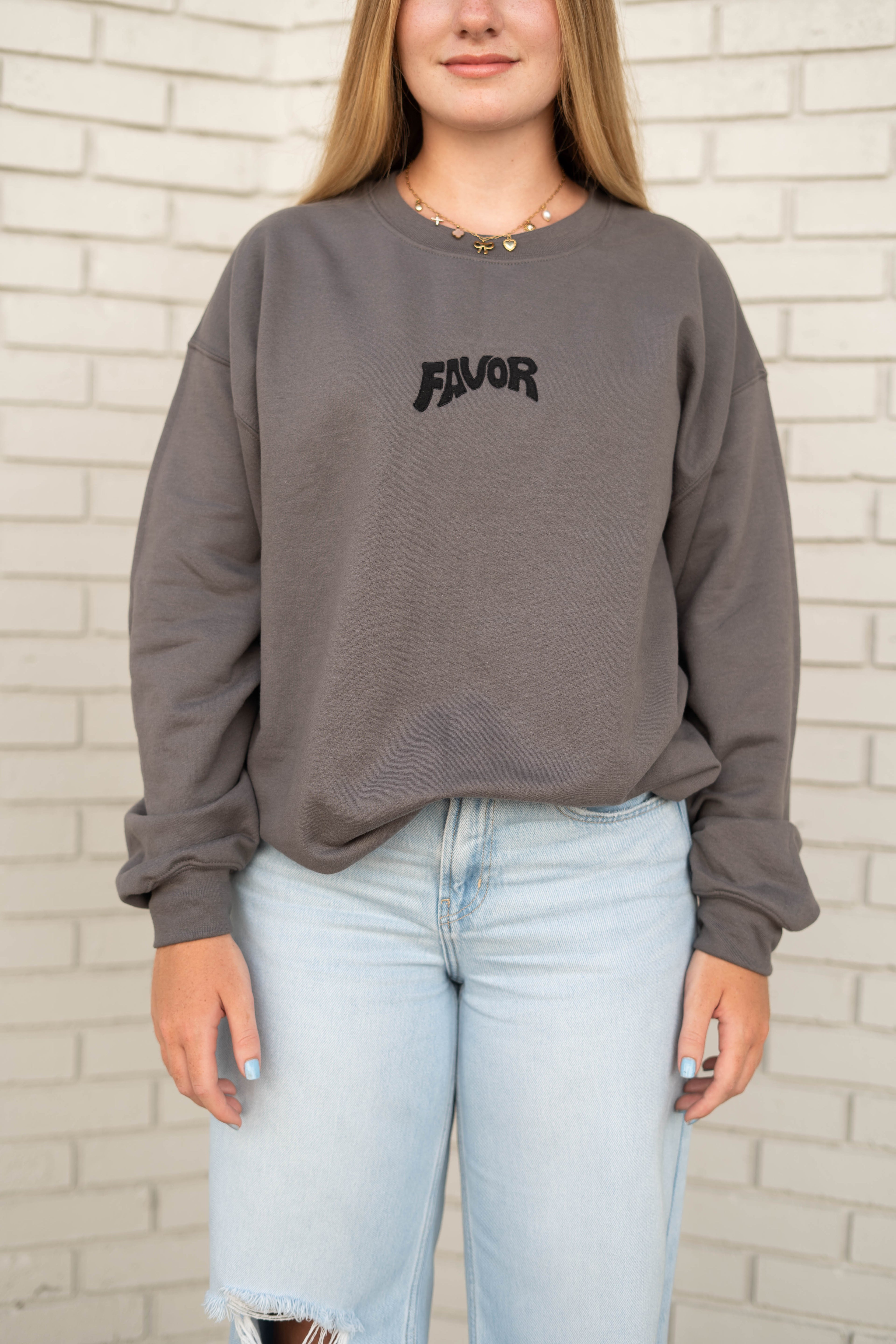 Favor Embroidered Sweatshirt (Black Logo)