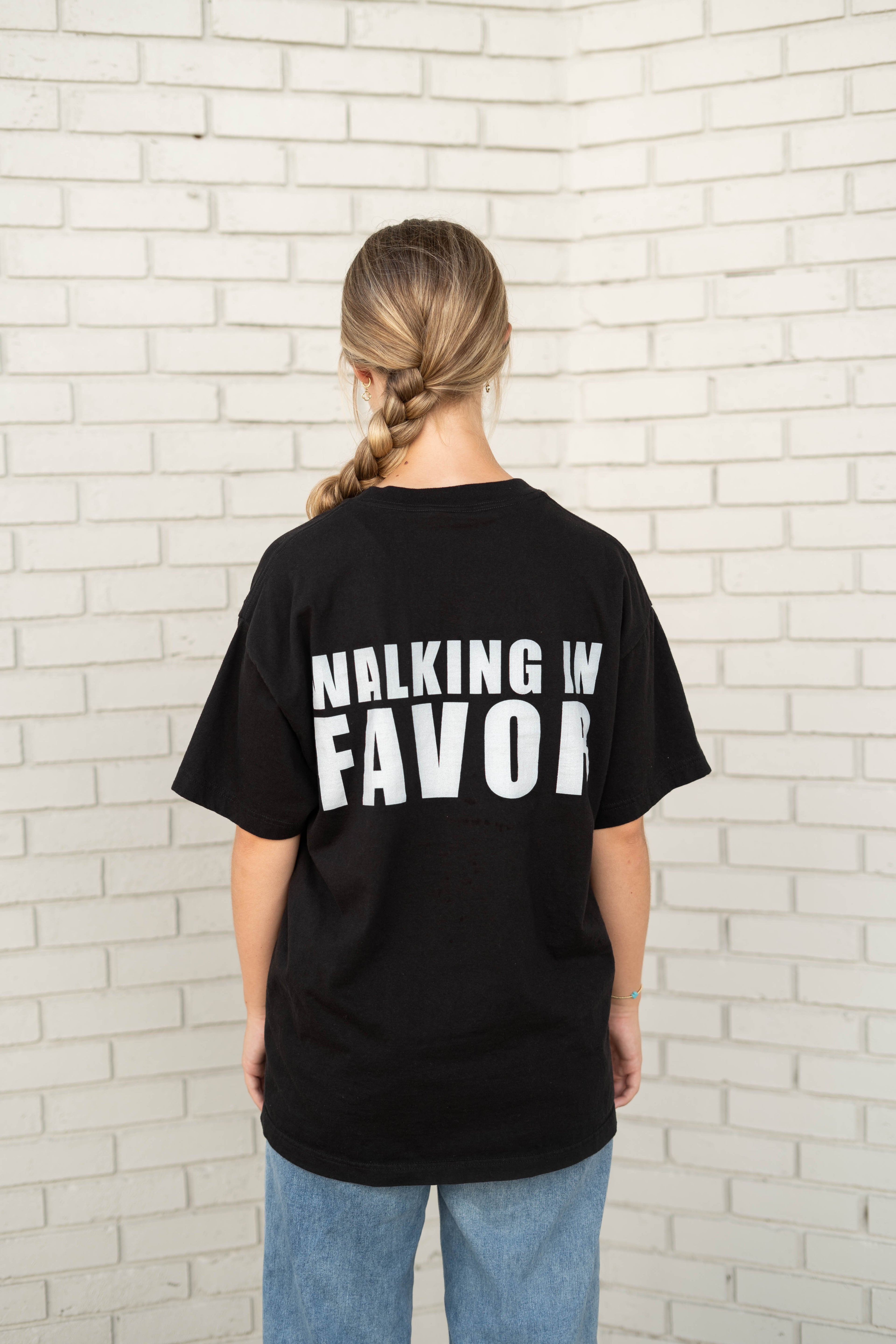 WALKING IN FAVOR T-Shirt (White Text) (Standard Size)