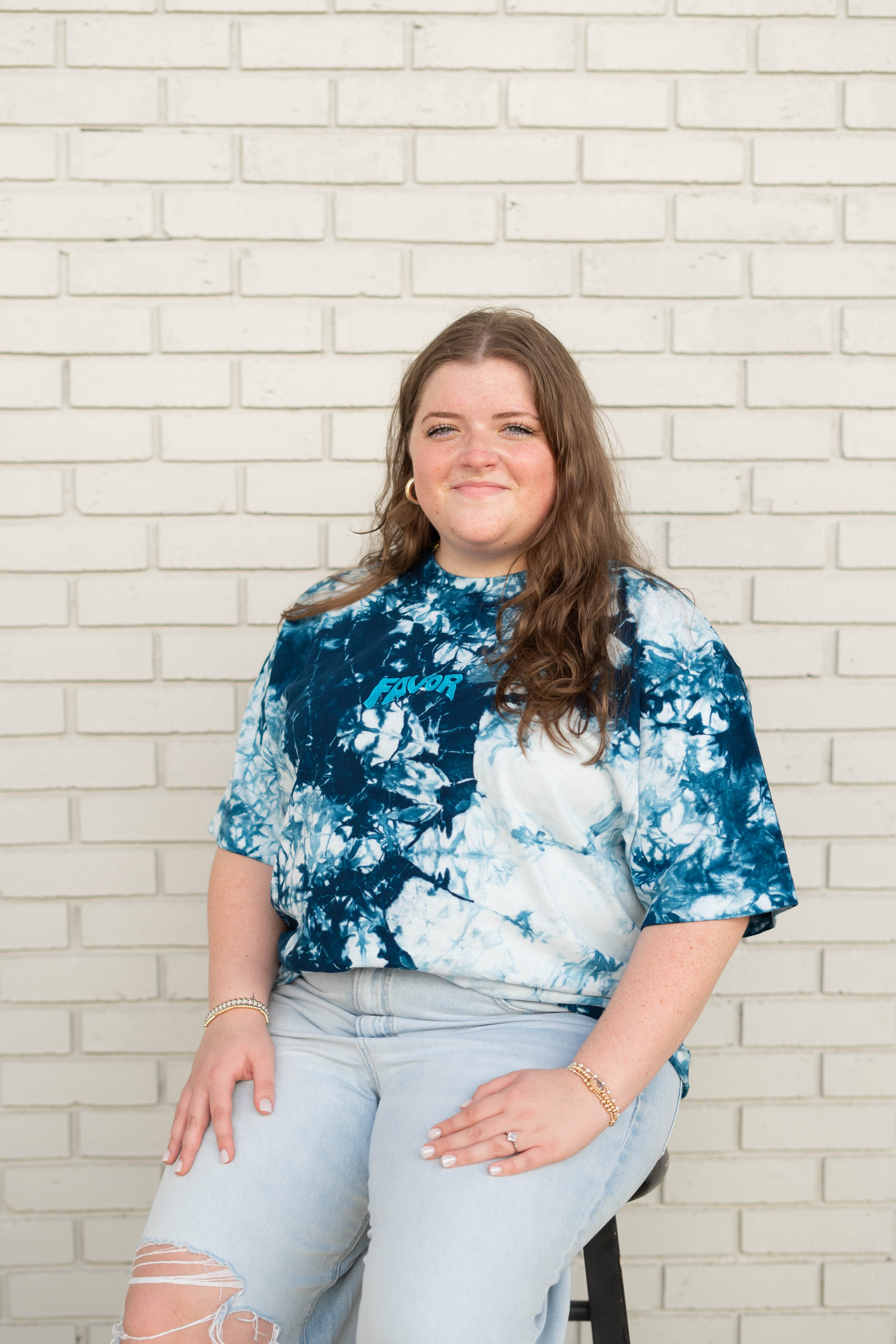 Tie-Dye Favor Embroidered Oversized Heavyweight T-Shirt (Oceans)