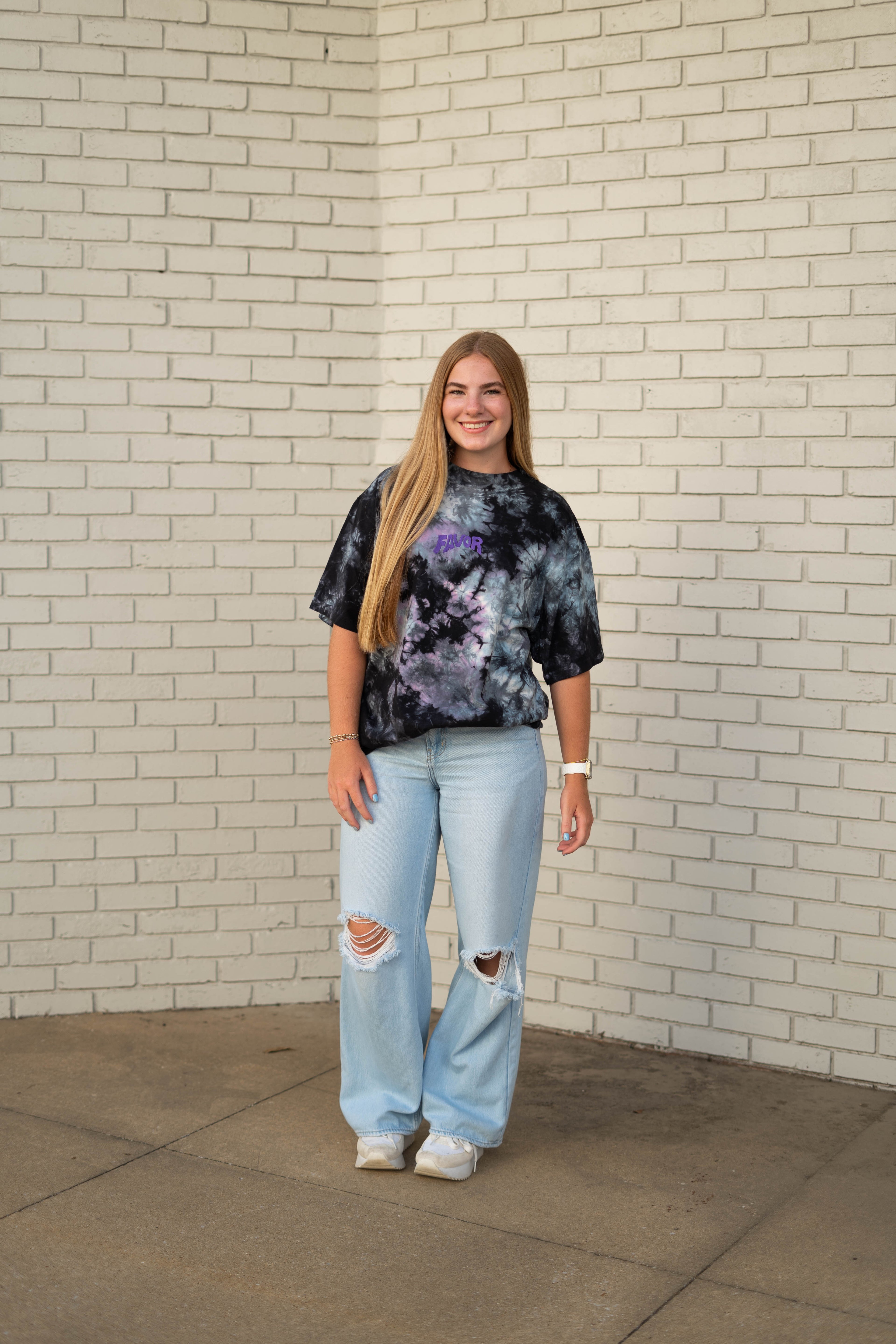 Tie-Dye Favor Embroidered Oversized Heavyweight T-Shirt (Galaxy)