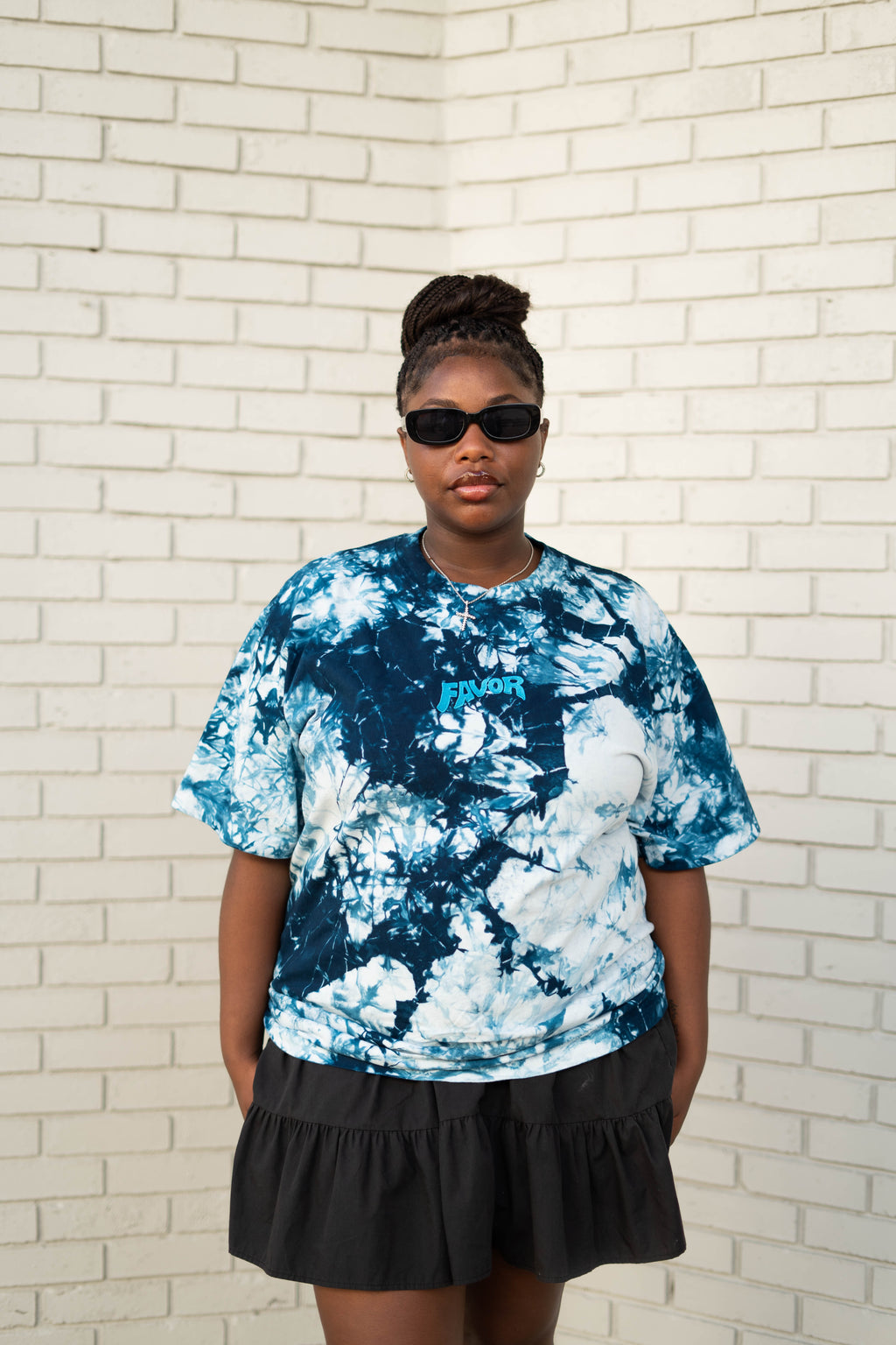 Tie-Dye Favor Embroidered Oversized Heavyweight T-Shirt (Oceans)