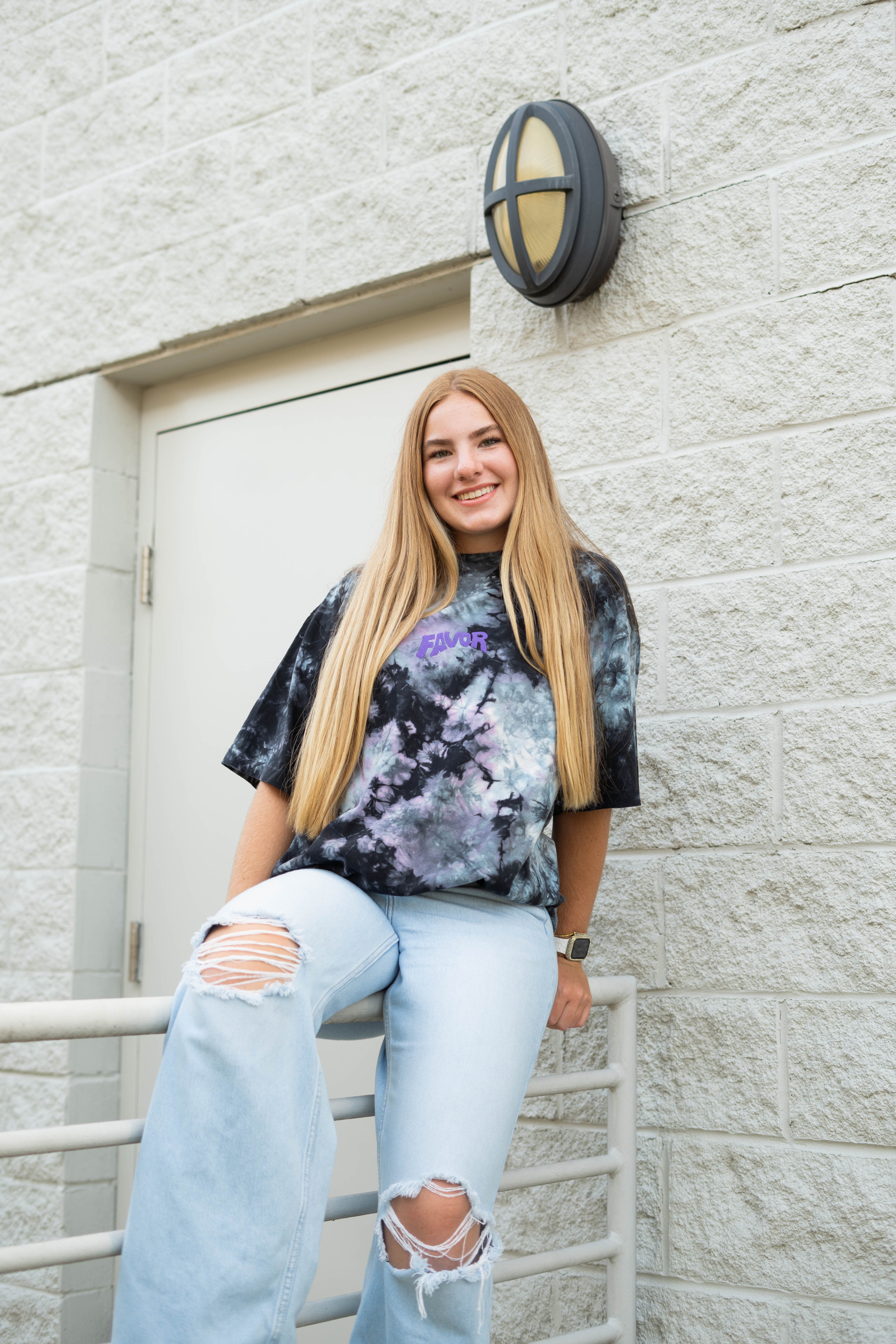 Tie-Dye Favor Embroidered Oversized Heavyweight T-Shirt (Galaxy)