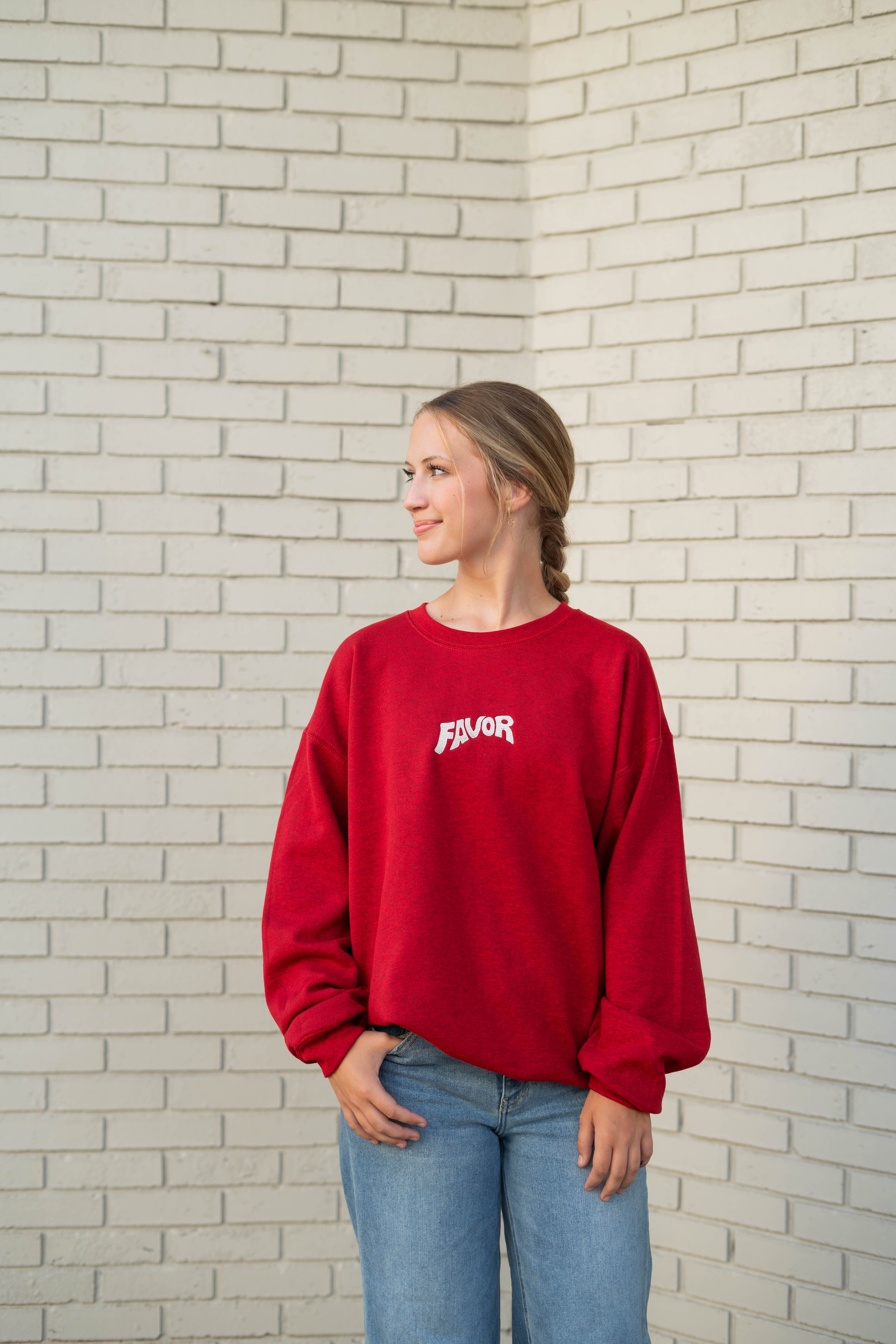 Favor Embroidered Sweatshirt (White Logo)