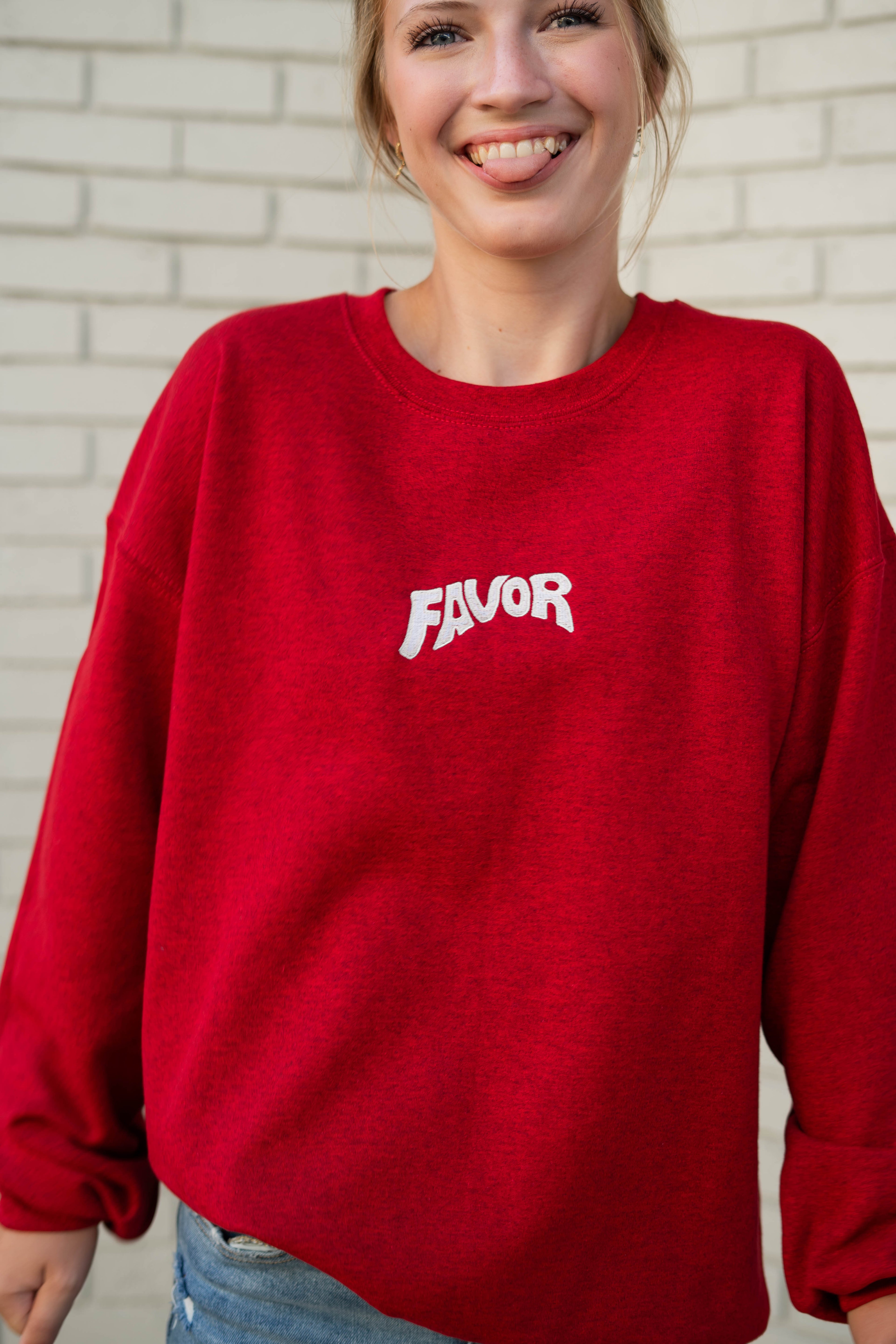 Favor Embroidered Sweatshirt (White Logo)