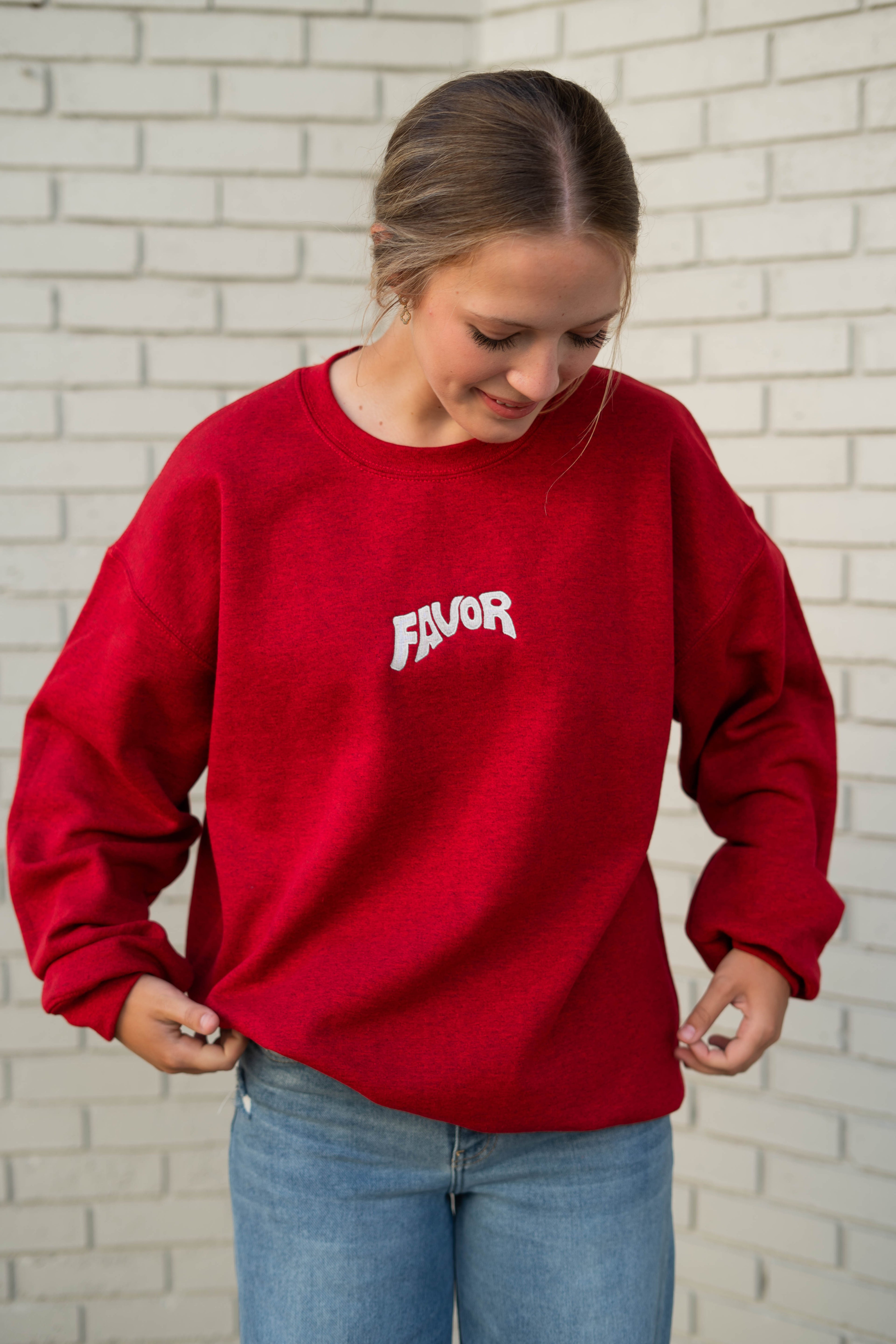 Favor Embroidered Sweatshirt (White Logo)