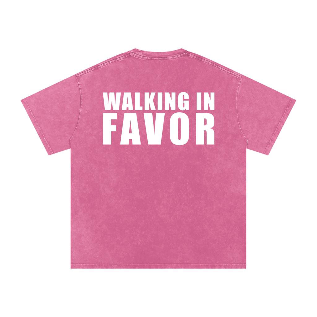 WALKING IN FAVOR Snow Washed Oversized Tee